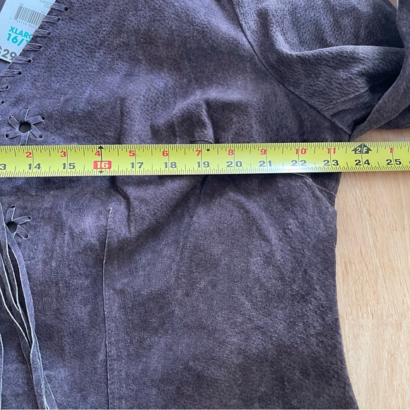 Vintage Brown Suede Cowboy Jacket Unique Fringe GORGEOUS XL Faded Glory - Picture 7 of 8